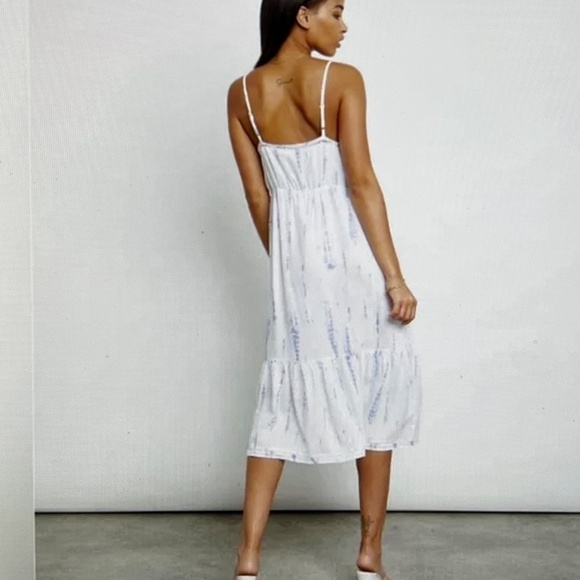Rails Delilah White Linen Blend Midi Dress in Cloud Tie Dye Size L - Picture 2 of 12